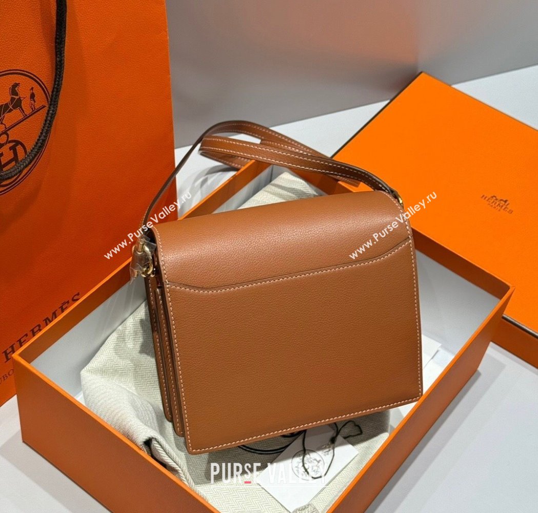 Hermes Roulis Mini Bag 18cm in Evercolor Leather Golden Brown 2025 0118 (FL-250118006)