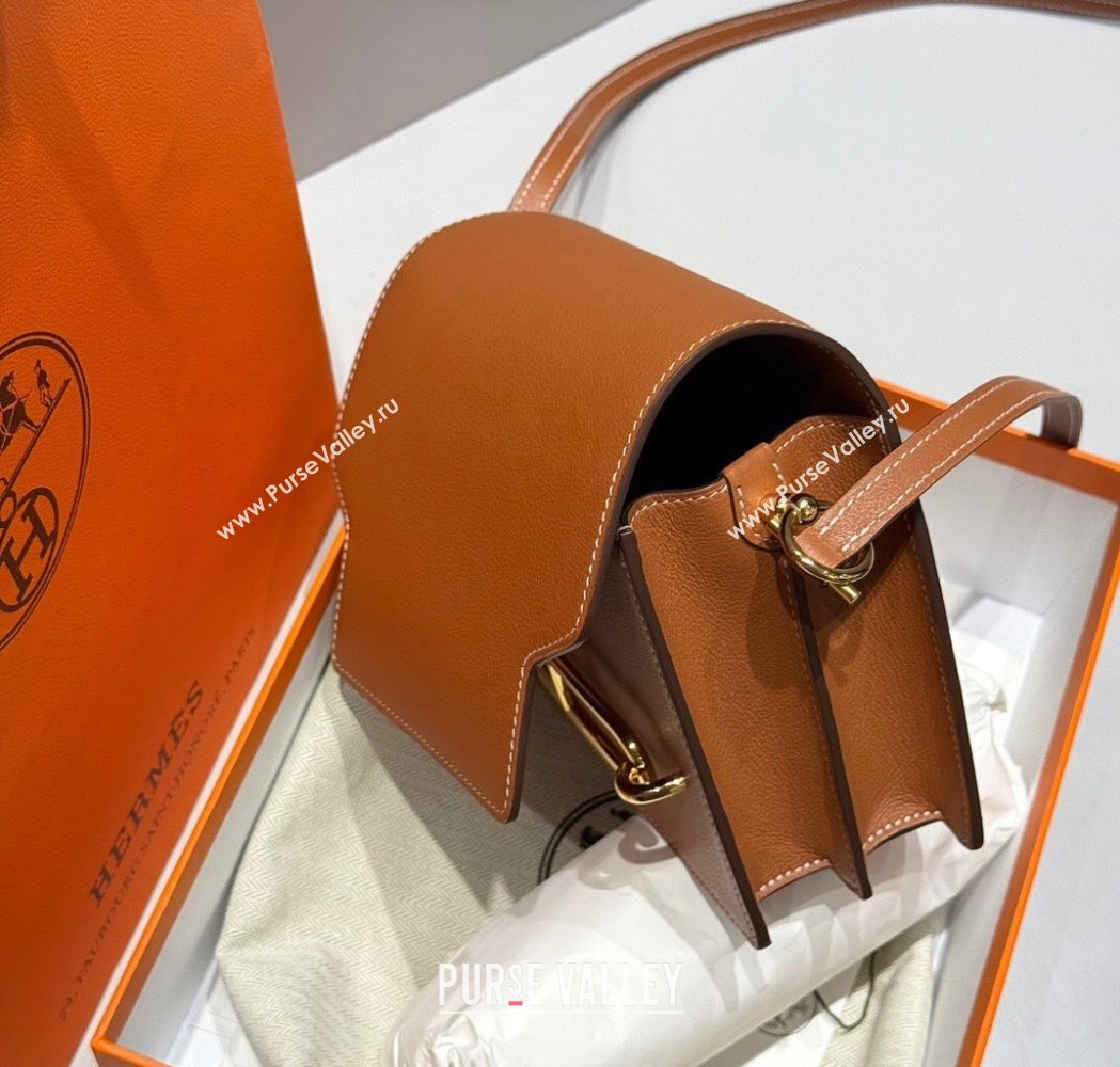 Hermes Roulis Mini Bag 18cm in Evercolor Leather Golden Brown 2025 0118 (FL-250118006)