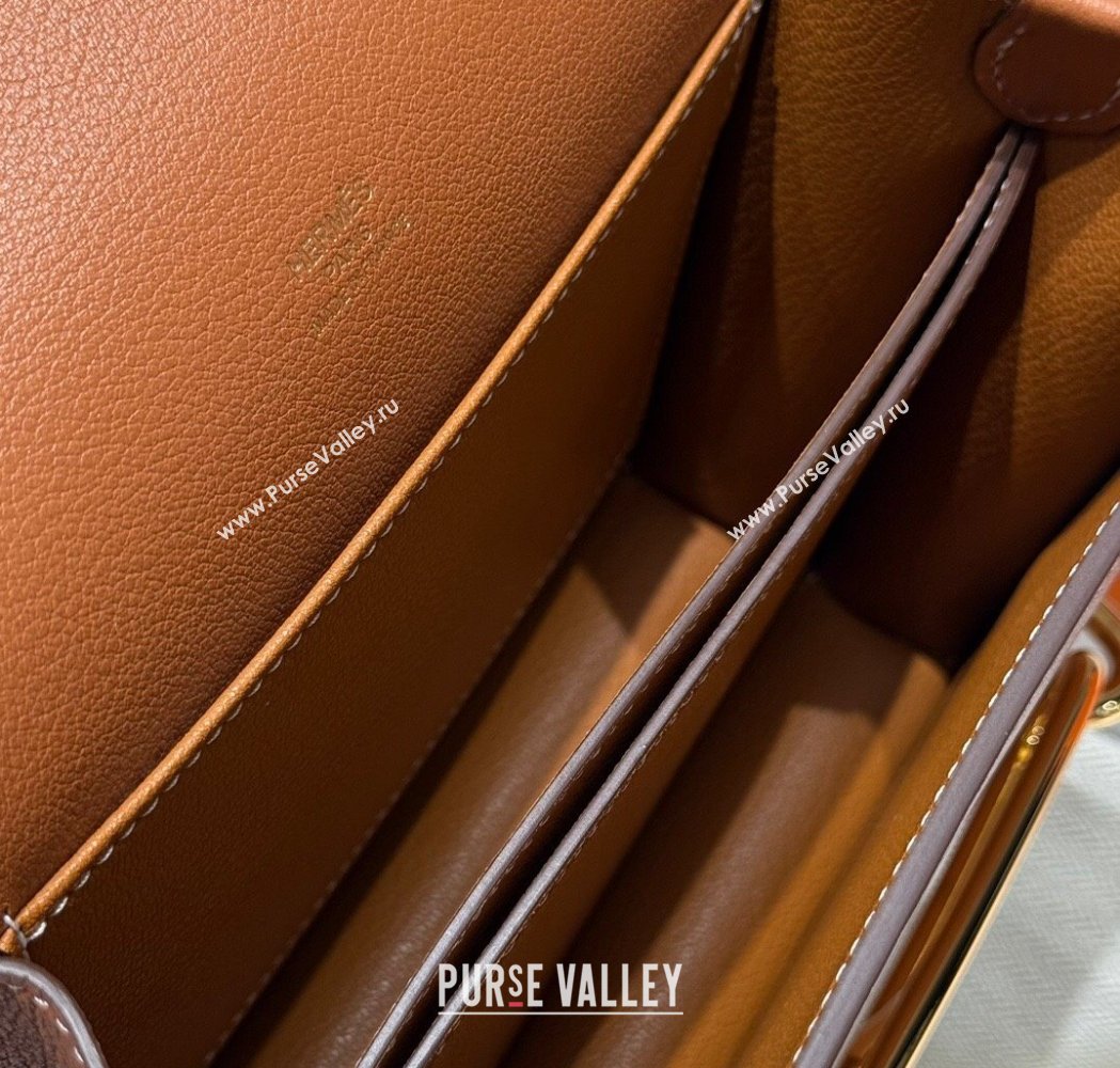 Hermes Roulis Mini Bag 18cm in Evercolor Leather Golden Brown 2025 0118 (FL-250118006)