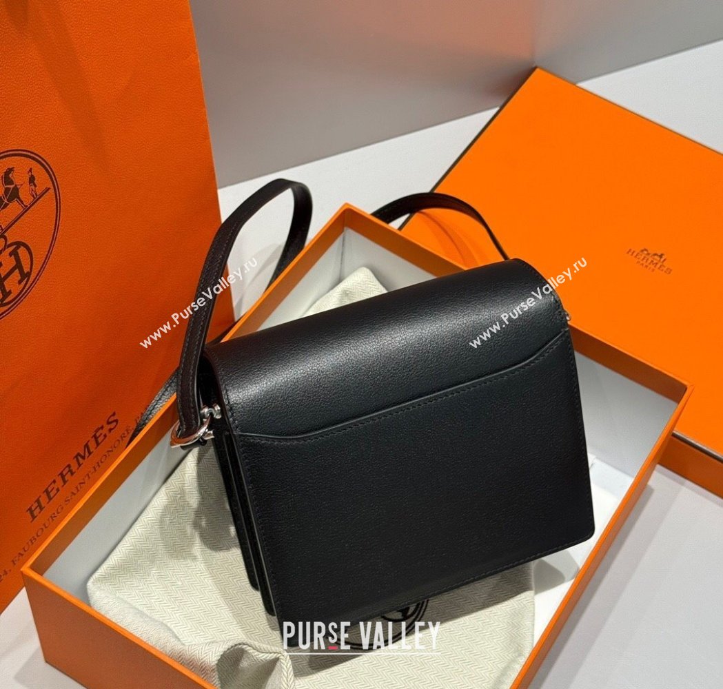 Hermes Roulis Mini Bag 18cm in Evercolor Leather Black/Silver 2025 0118 (FL-250118008)