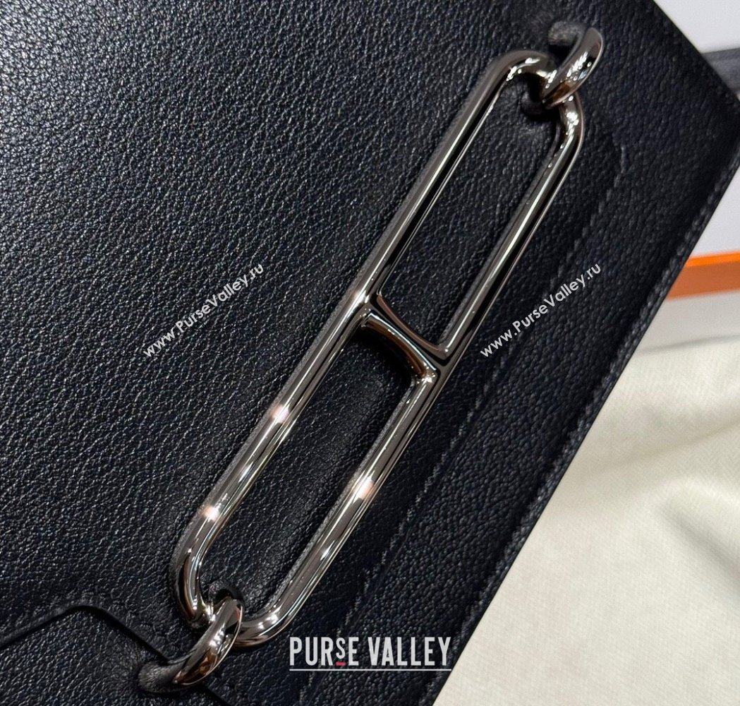 Hermes Roulis Mini Bag 18cm in Evercolor Leather Black/Silver 2025 0118 (FL-250118008)