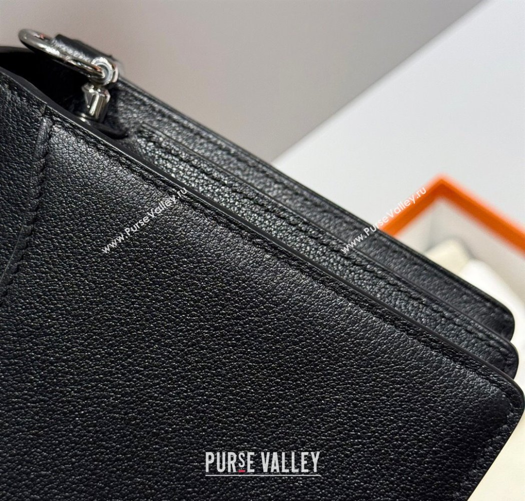 Hermes Roulis Mini Bag 18cm in Evercolor Leather Black/Silver 2025 0118 (FL-250118008)