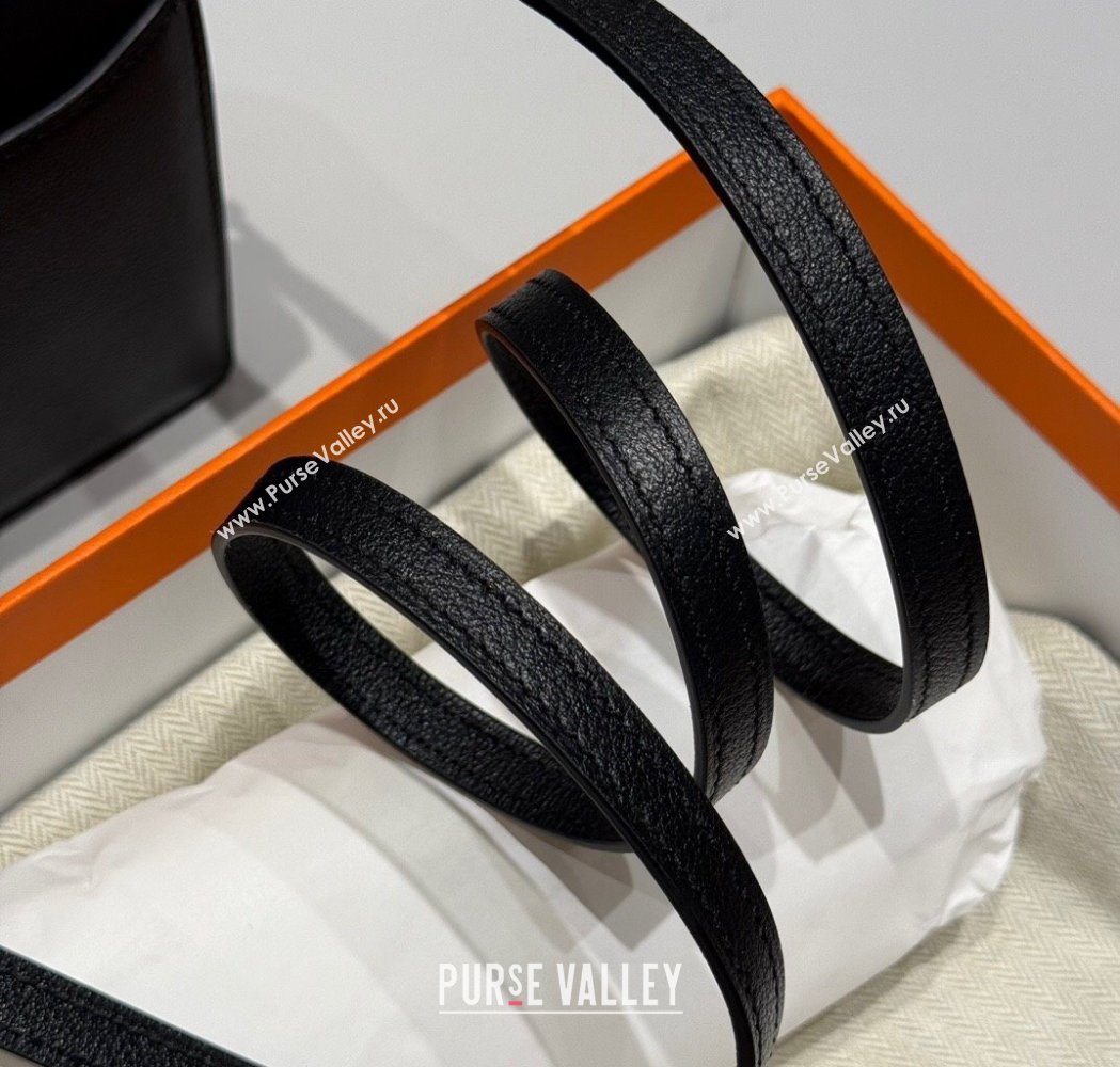 Hermes Roulis Mini Bag 18cm in Evercolor Leather Black/Silver 2025 0118 (FL-250118008)