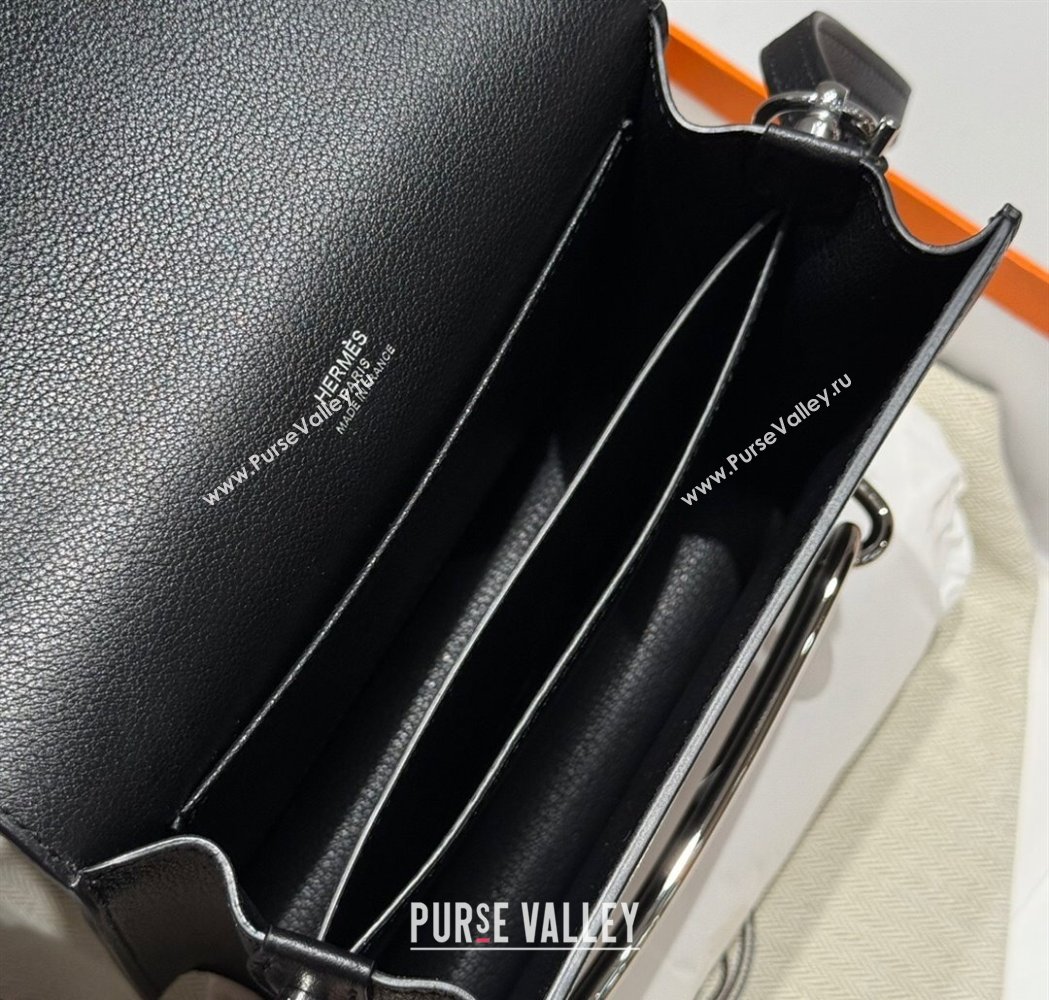 Hermes Roulis Mini Bag 18cm in Evercolor Leather Black/Silver 2025 0118 (FL-250118008)