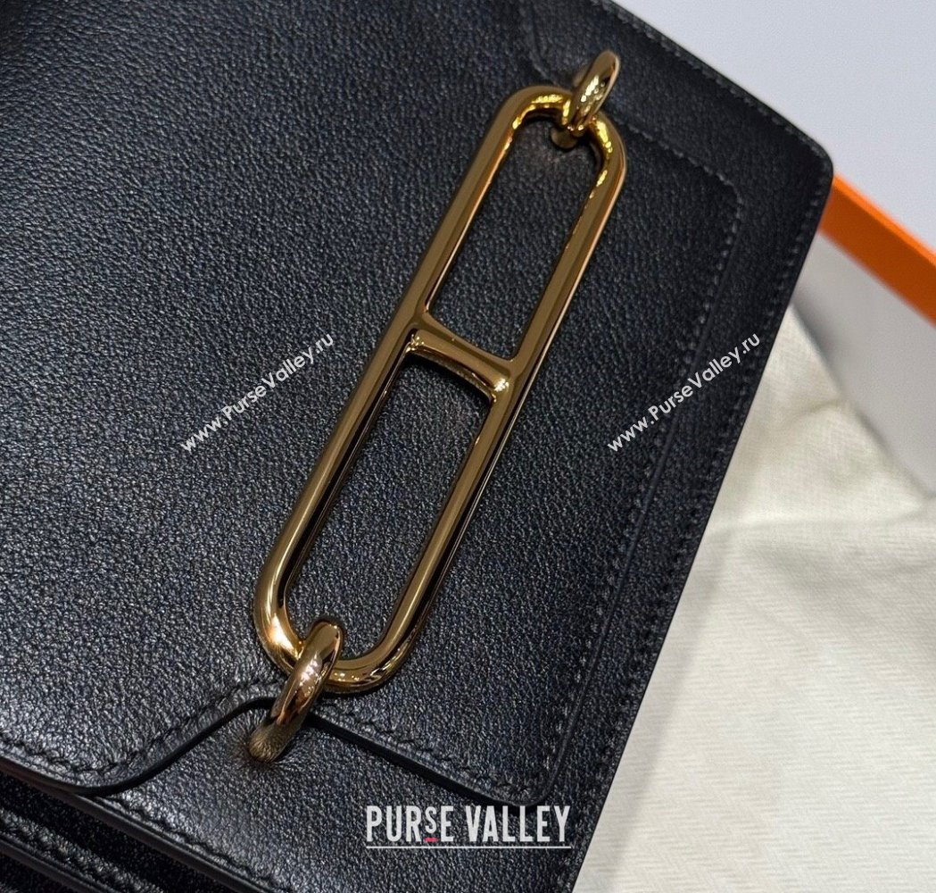 Hermes Roulis Mini Bag 18cm in Evercolor Leather Black/Gold 2025 0118 (FL-250118009)