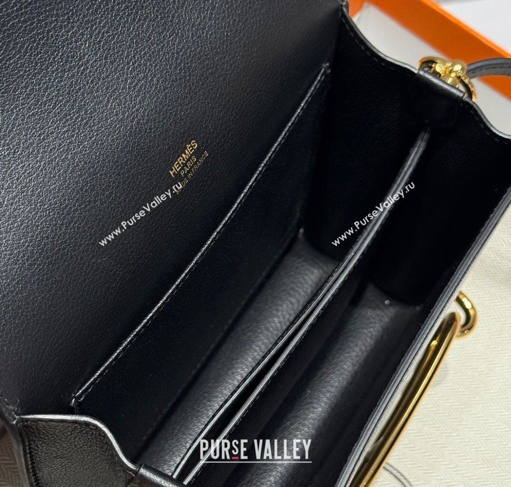 Hermes Roulis Mini Bag 18cm in Evercolor Leather Black/Gold 2025 0118 (FL-250118009)