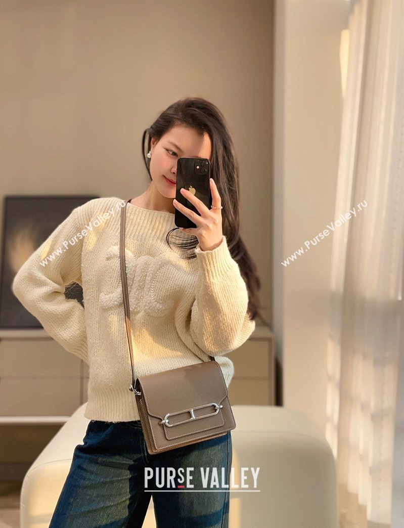 Hermes Roulis Mini Bag 18cm in Evercolor Leather Elephant Grey/Silver 2025 0118 (FL-250118012)