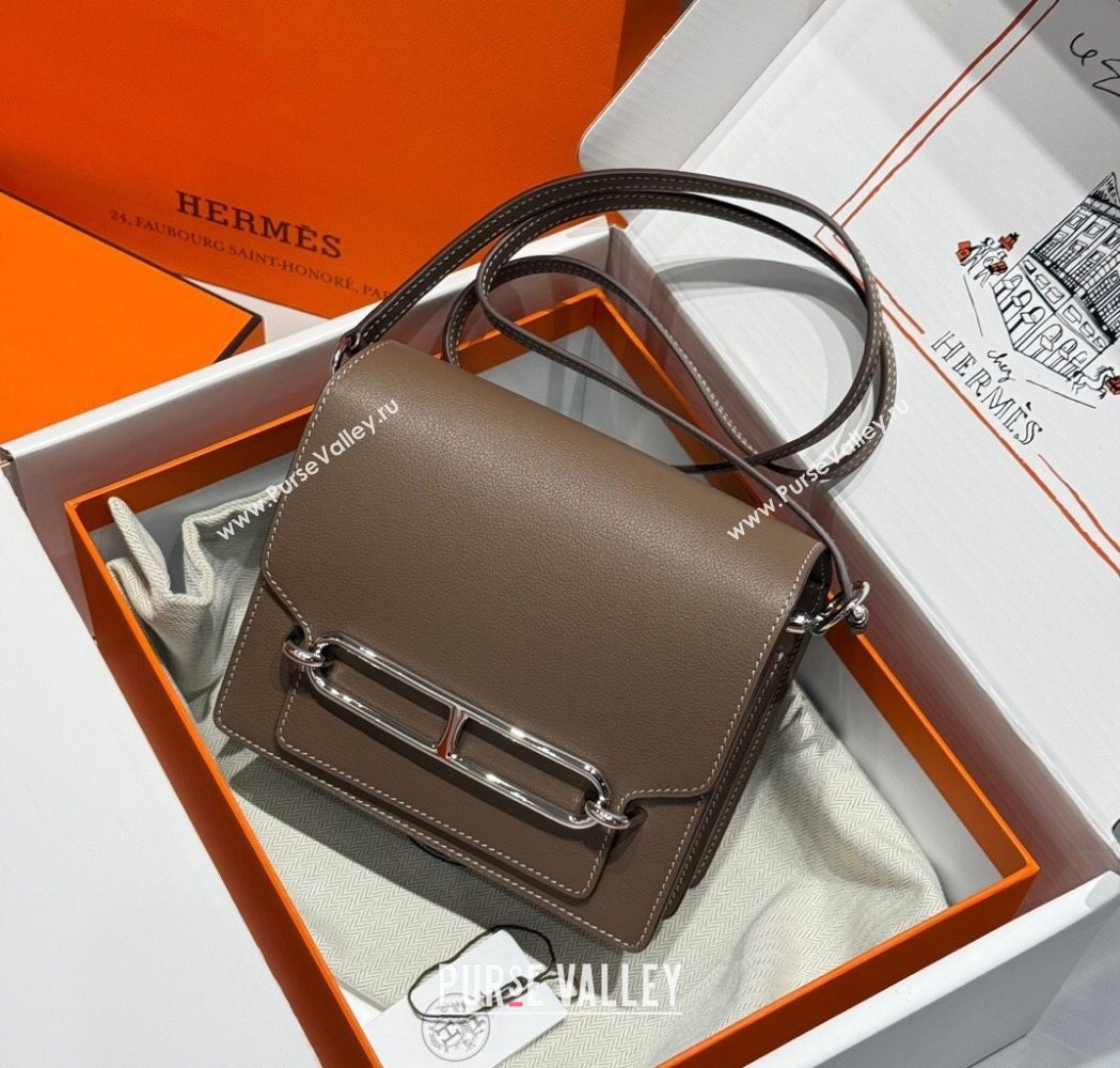 Hermes Roulis Mini Bag 18cm in Evercolor Leather Elephant Grey/Silver 2025 0118 (FL-250118012)