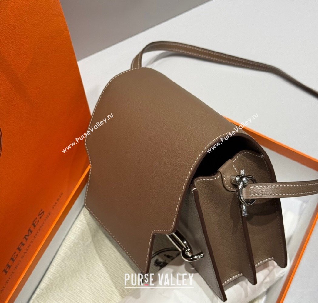 Hermes Roulis Mini Bag 18cm in Evercolor Leather Elephant Grey/Silver 2025 0118 (FL-250118012)