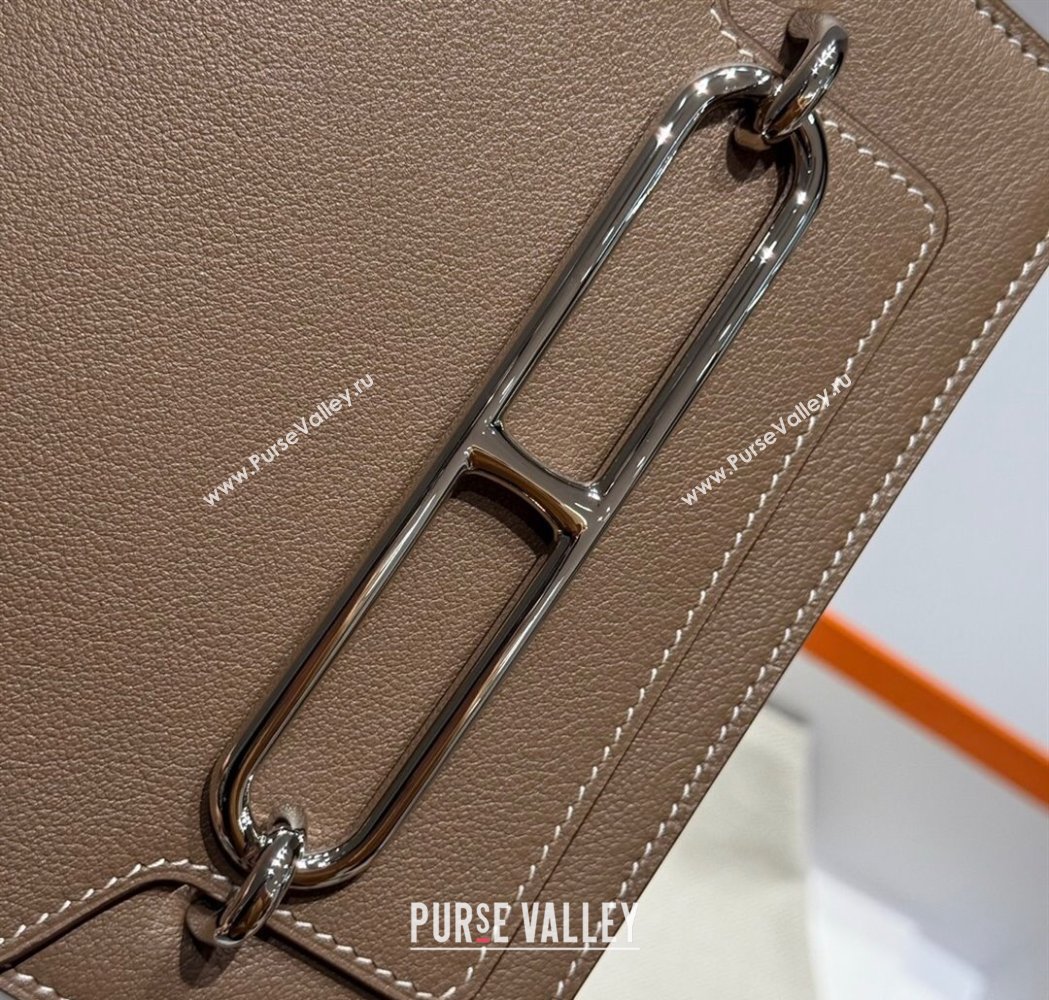 Hermes Roulis Mini Bag 18cm in Evercolor Leather Elephant Grey/Silver 2025 0118 (FL-250118012)