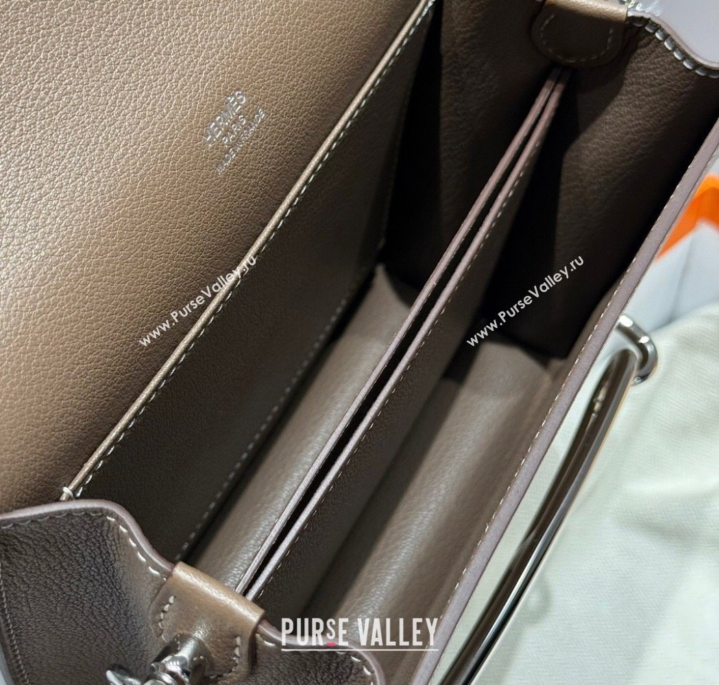 Hermes Roulis Mini Bag 18cm in Evercolor Leather Elephant Grey/Silver 2025 0118 (FL-250118012)