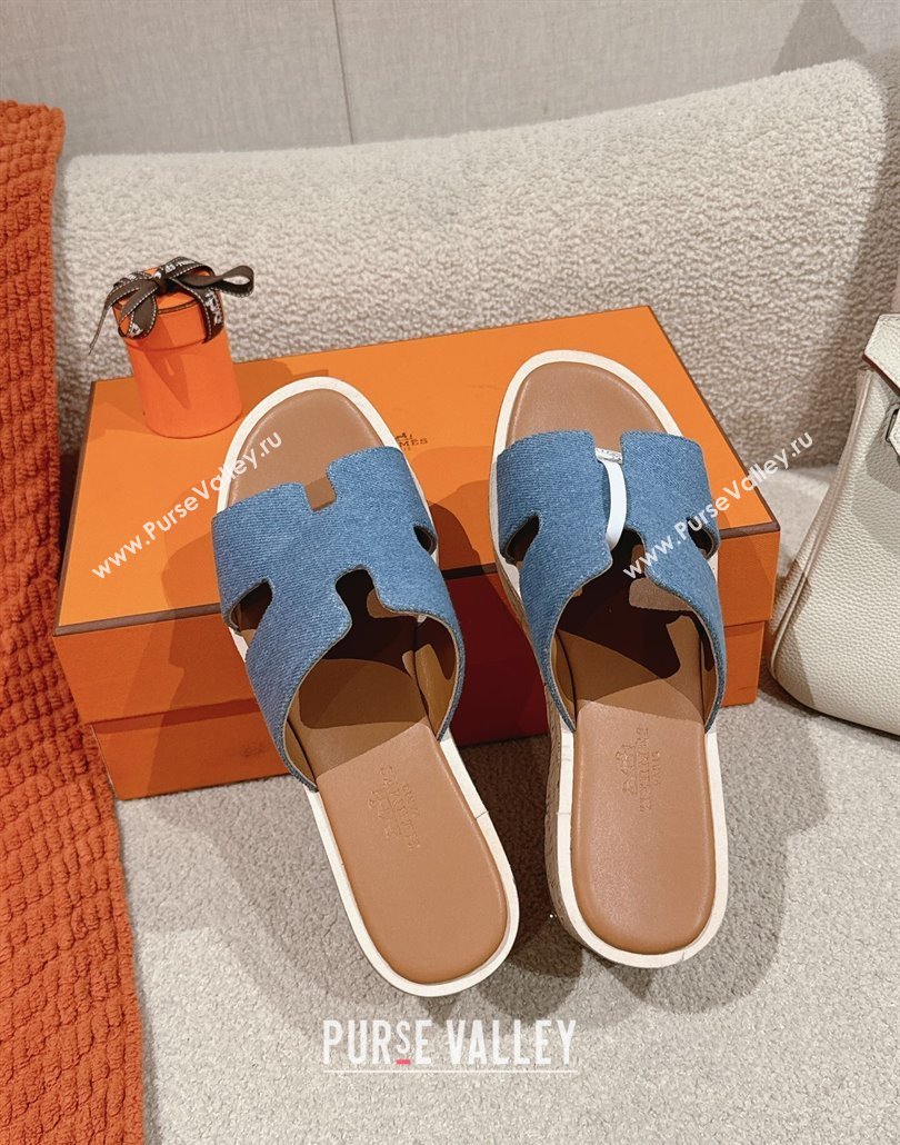 Hermes Eze 30 Platform Slides Sandal 6.5cm in Denim Light Blue 2025 (MD-250226134)