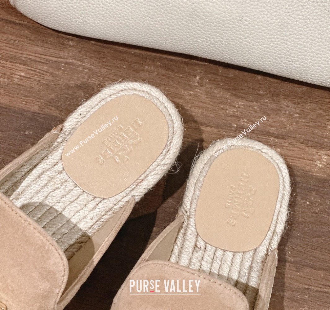 Hermes Elda Suede Flat Mules with Kelly Buckle Beige 2025 (MD-250226103)