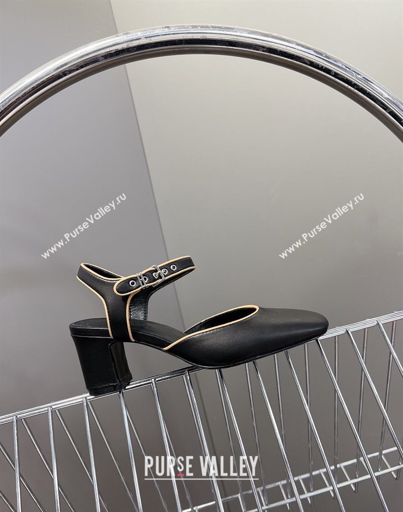 Hermes Kamilla Open Back Pumps 6cm in Calfskin Black 2025 (MD-250226107)