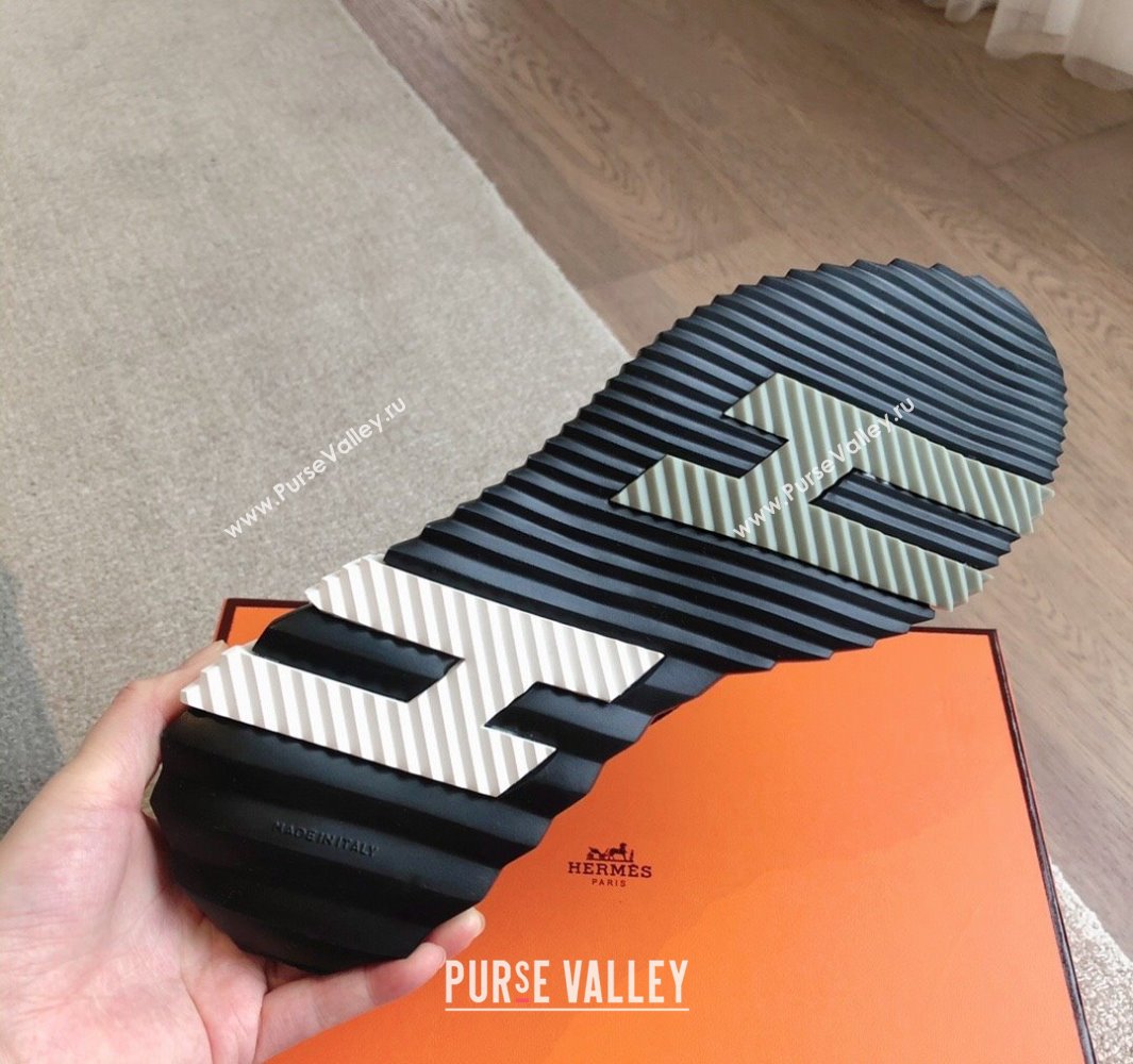 Hermes Bouncing Sneakers in Graphic Mesh and Suede Black 2025 0418 (XC-250418034)