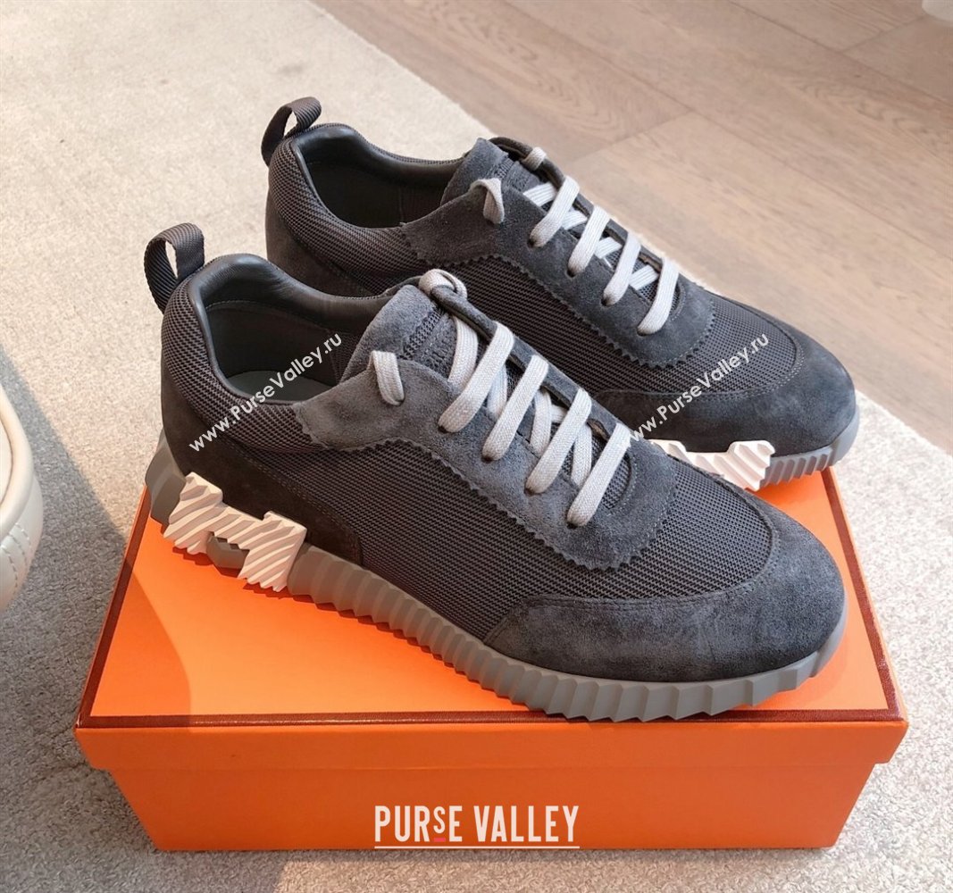 Hermes Bouncing Sneakers in Textured Mesh and Suede Dark Grey 2 2025 0417 (XC-250417144)