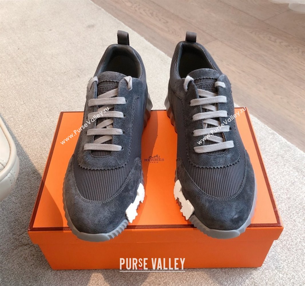 Hermes Bouncing Sneakers in Textured Mesh and Suede Dark Grey 2 2025 0417 (XC-250417144)