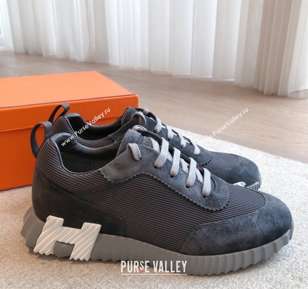 Hermes Bouncing Sneakers in Textured Mesh and Suede Dark Grey 2 2025 0417 (XC-250417144)