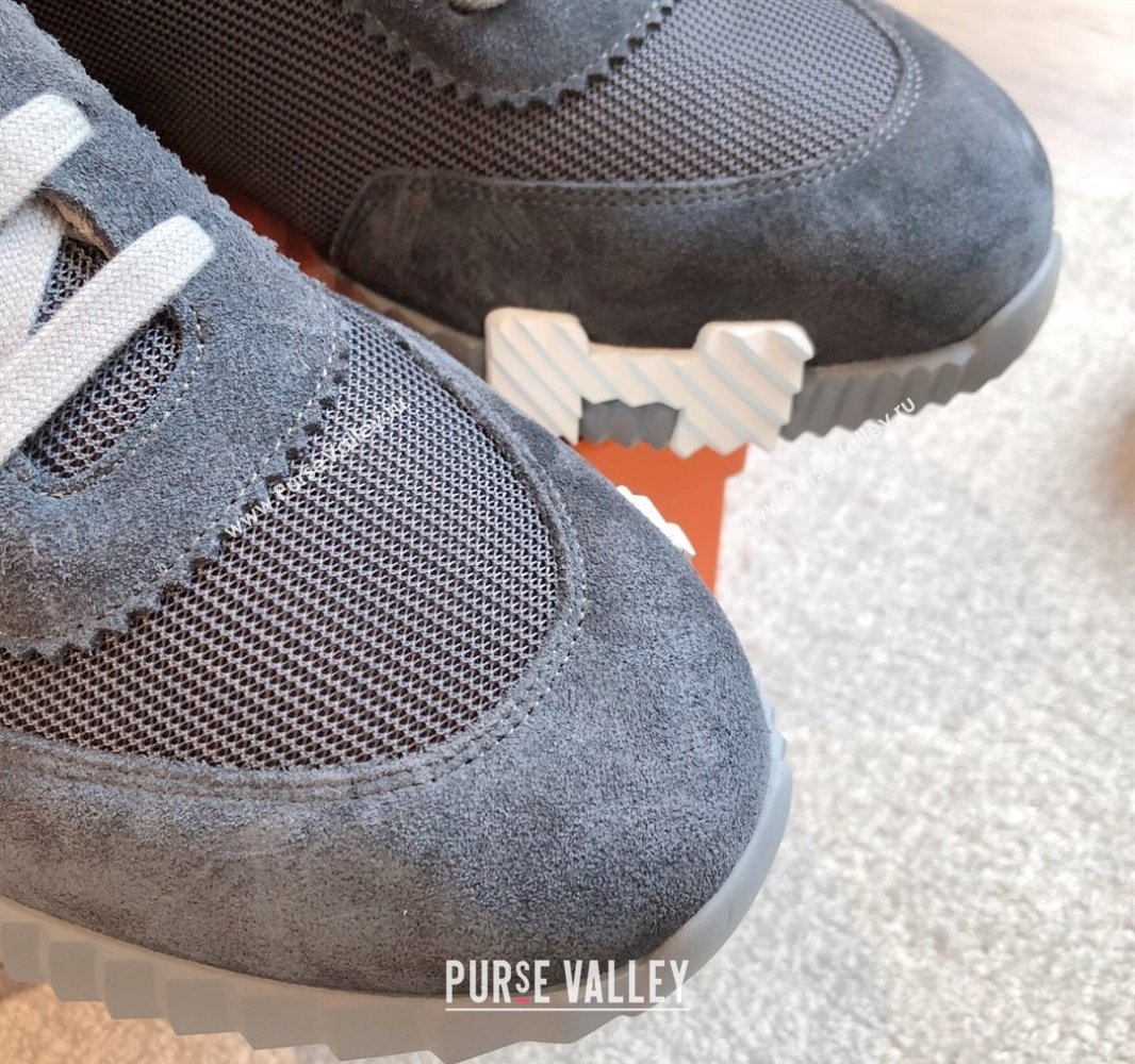 Hermes Bouncing Sneakers in Textured Mesh and Suede Dark Grey 2 2025 0417 (XC-250417144)