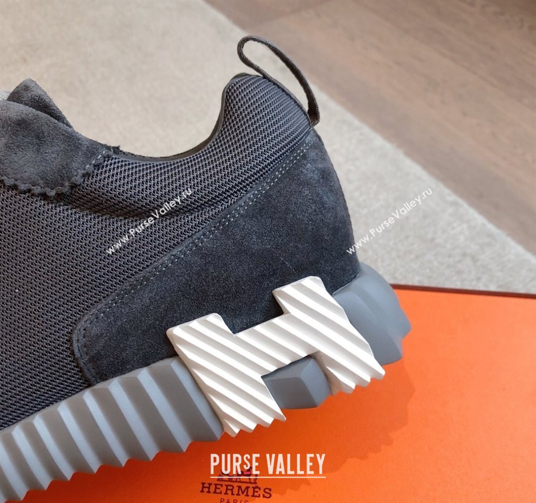 Hermes Bouncing Sneakers in Textured Mesh and Suede Dark Grey 2 2025 0417 (XC-250417144)