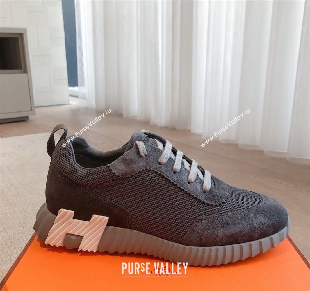 Hermes Bouncing Sneakers in Textured Mesh and Suede Dark Grey 2 2025 0417 (XC-250417144)