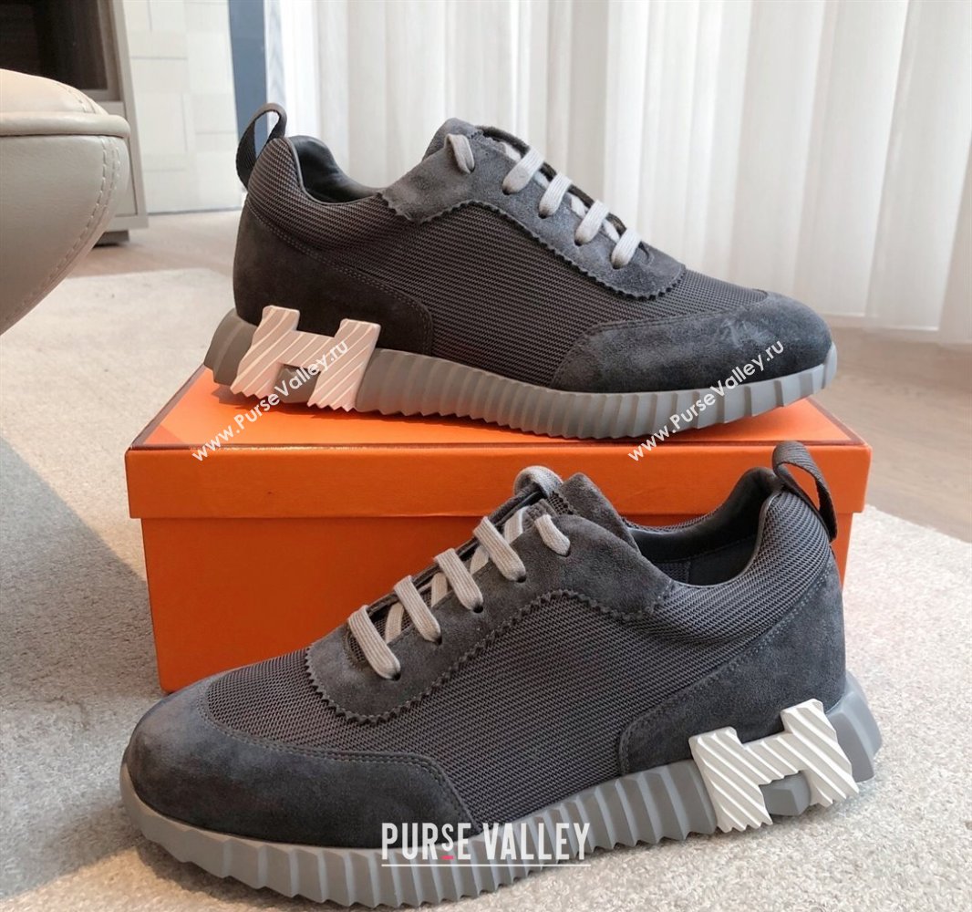 Hermes Bouncing Sneakers in Textured Mesh and Suede Dark Grey 2 2025 0417 (XC-250417144)