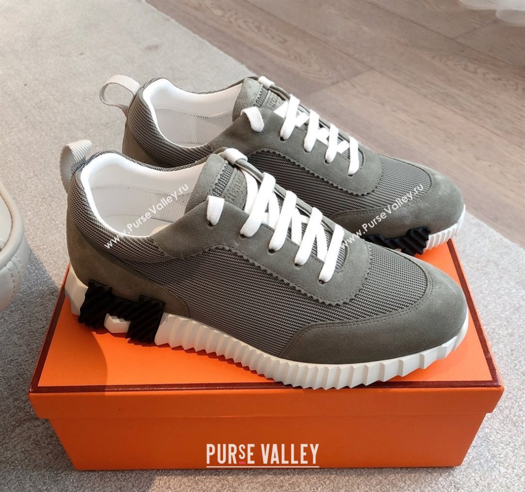 Hermes Bouncing Sneakers in Textured Mesh and Suede Green 3 2025 0417 (XC-250417145)