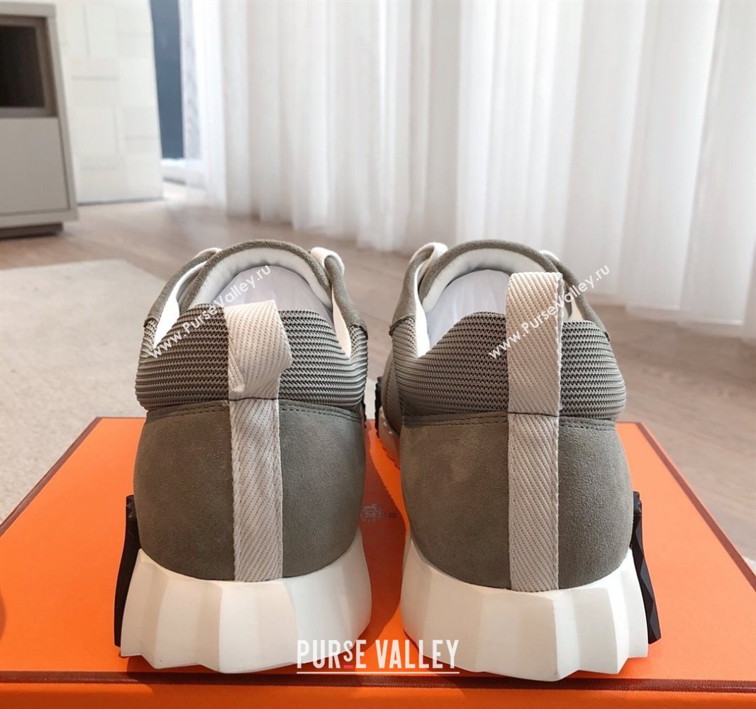 Hermes Bouncing Sneakers in Textured Mesh and Suede Green 3 2025 0417 (XC-250417145)