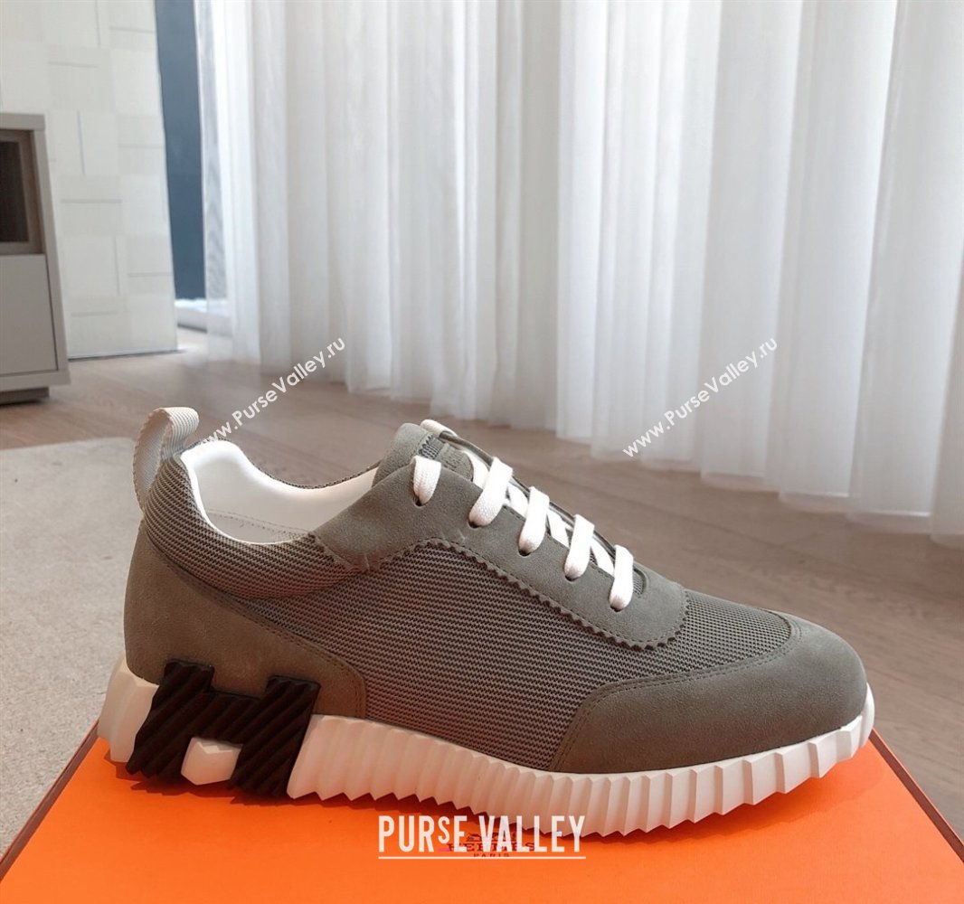 Hermes Bouncing Sneakers in Textured Mesh and Suede Green 3 2025 0417 (XC-250417145)
