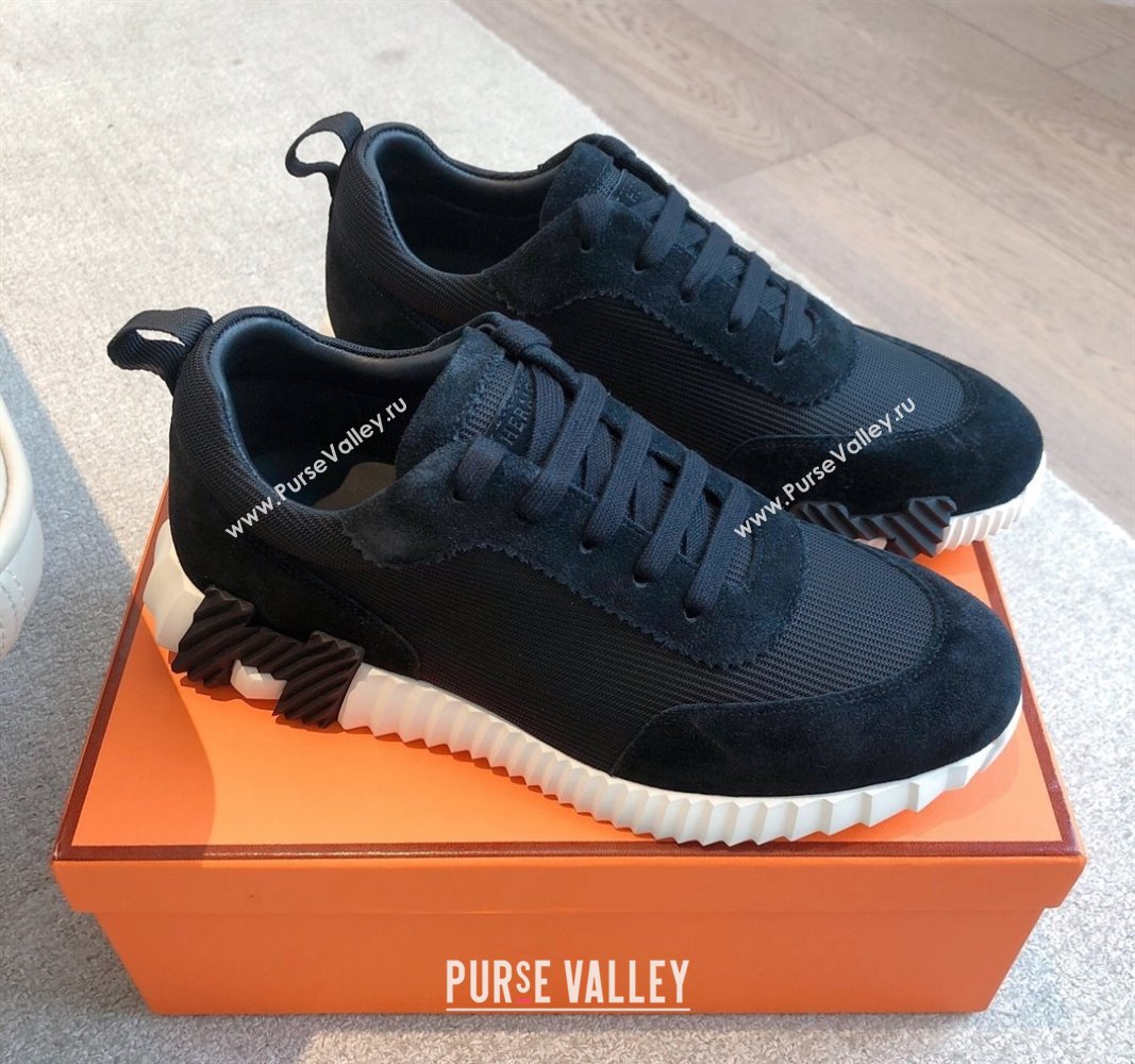 Hermes Bouncing Sneakers in Textured Mesh and Suede Black 2025 0417 (XC-250417160)