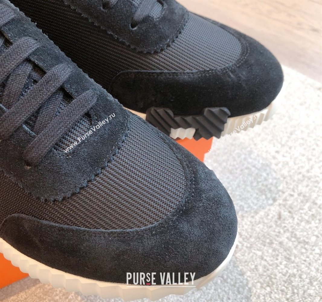 Hermes Bouncing Sneakers in Textured Mesh and Suede Black 2025 0417 (XC-250417160)