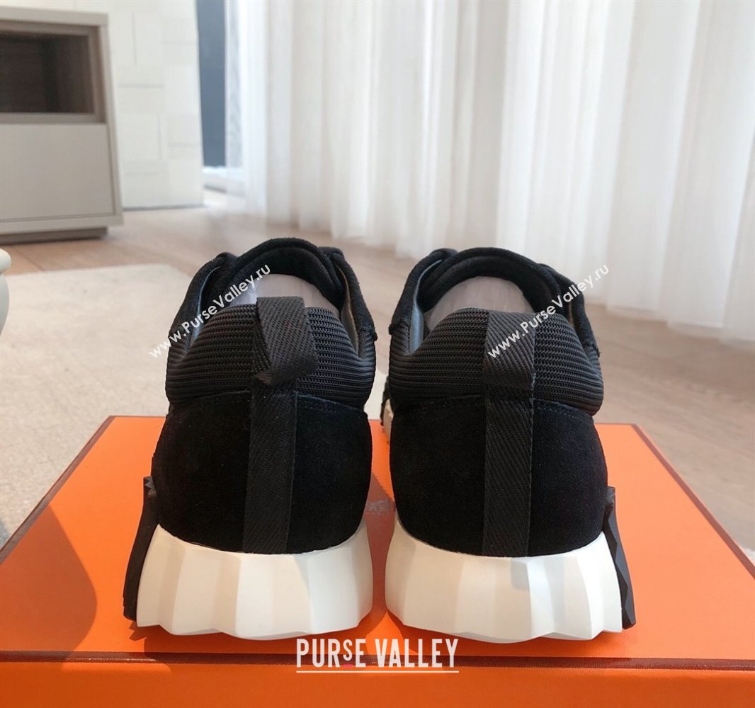 Hermes Bouncing Sneakers in Textured Mesh and Suede Black 2025 0417 (XC-250417160)