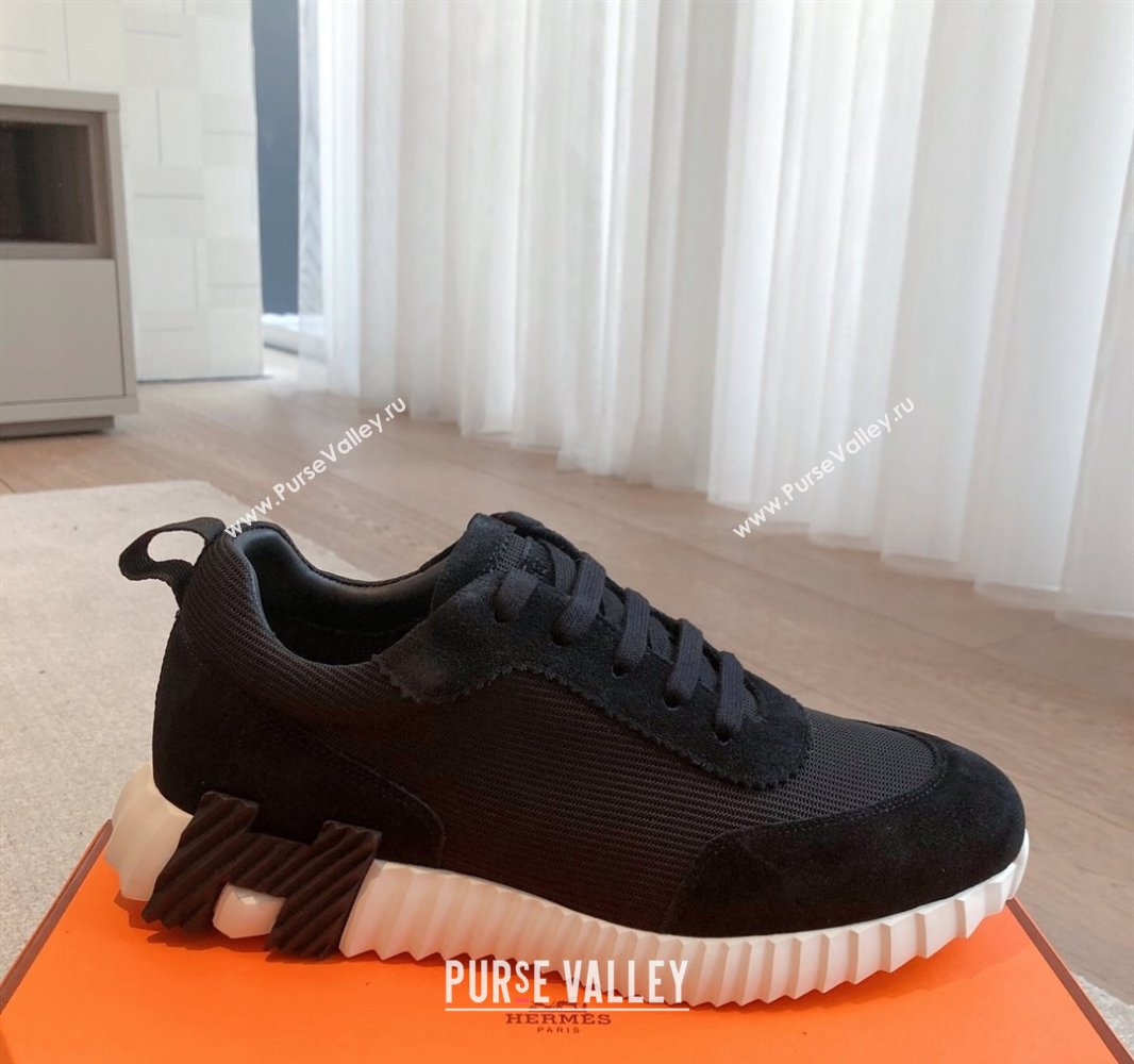 Hermes Bouncing Sneakers in Textured Mesh and Suede Black 2025 0417 (XC-250417160)