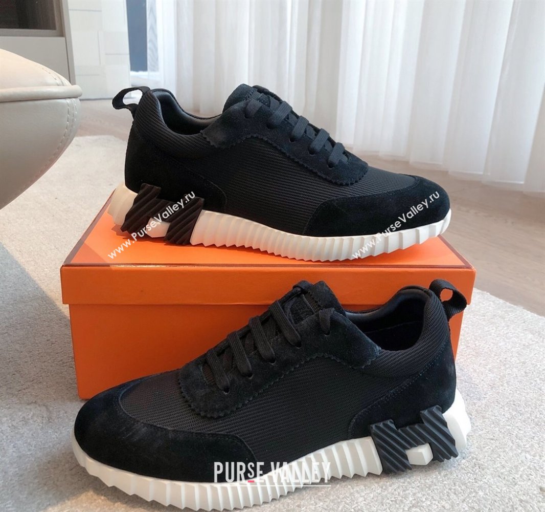 Hermes Bouncing Sneakers in Textured Mesh and Suede Black 2025 0417 (XC-250417160)