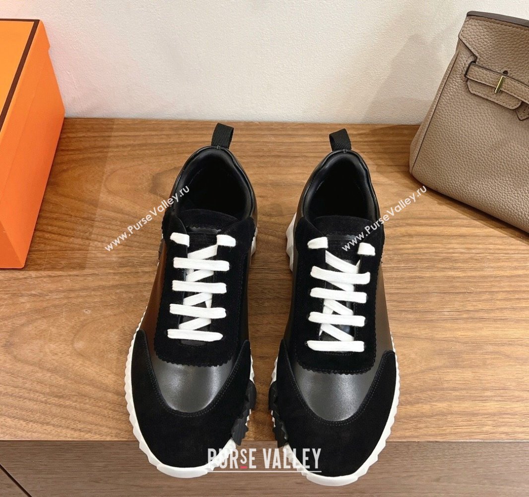 Hermes Bouncing Sneakers in Calfskin Leather and Suede Black1 2024SS (XC-250418059)