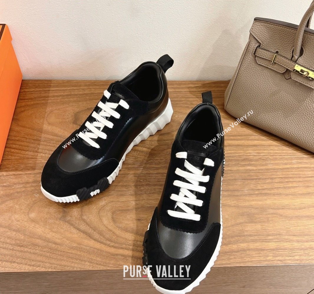 Hermes Bouncing Sneakers in Calfskin Leather and Suede Black1 2024SS (XC-250418059)