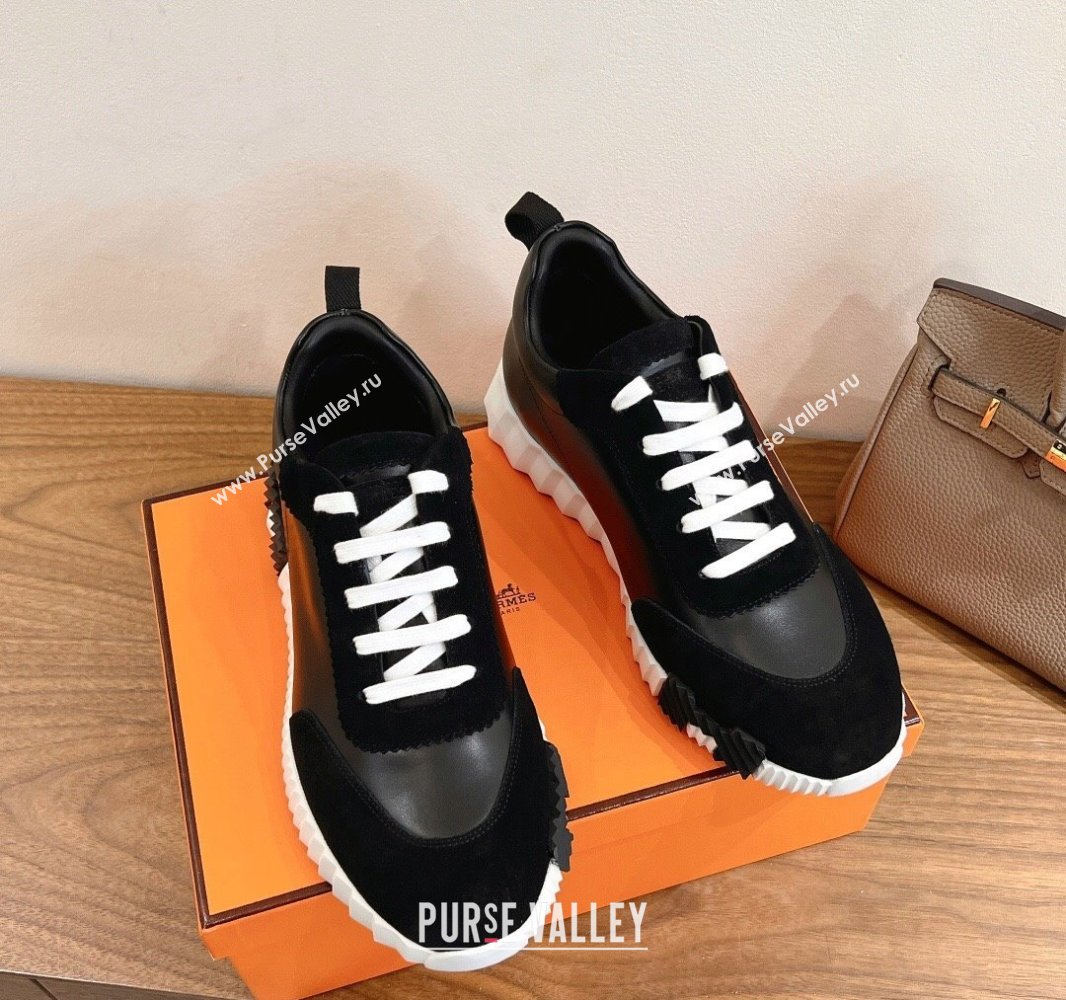 Hermes Bouncing Sneakers in Calfskin Leather and Suede Black1 2024SS (XC-250418059)