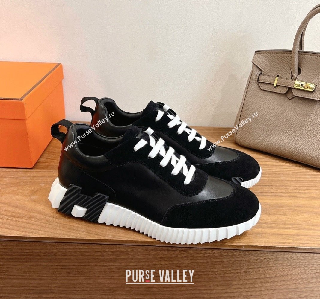 Hermes Bouncing Sneakers in Calfskin Leather and Suede Black1 2024SS (XC-250418059)