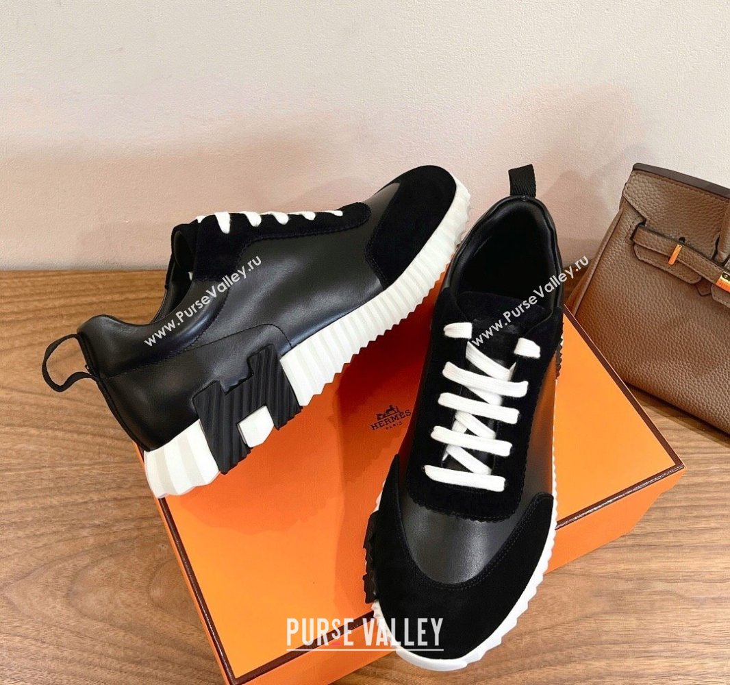 Hermes Bouncing Sneakers in Calfskin Leather and Suede Black1 2024SS (XC-250418059)