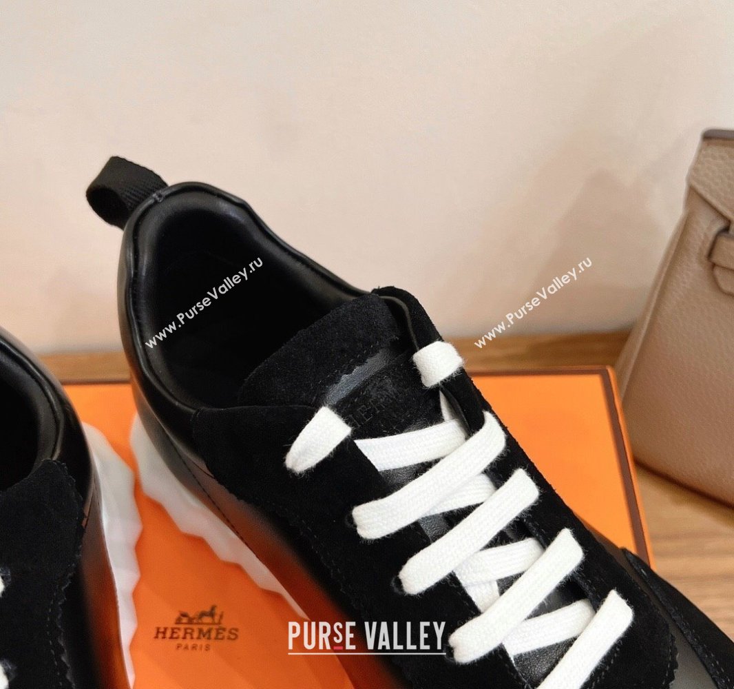 Hermes Bouncing Sneakers in Calfskin Leather and Suede Black1 2024SS (XC-250418059)