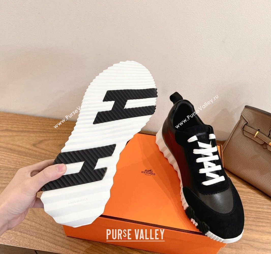 Hermes Bouncing Sneakers in Calfskin Leather and Suede Black1 2024SS (XC-250418059)