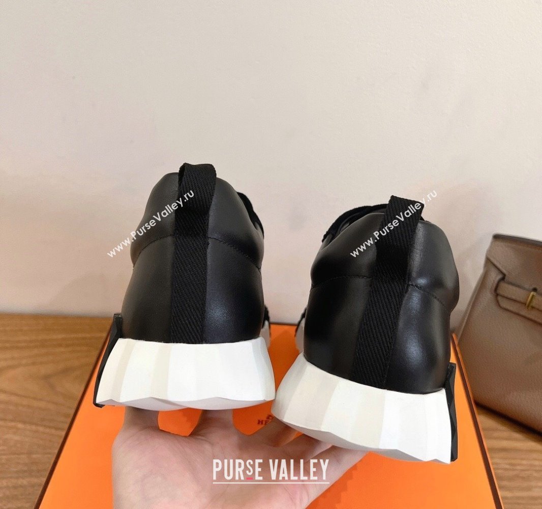 Hermes Bouncing Sneakers in Calfskin Leather and Suede Black1 2024SS (XC-250418059)