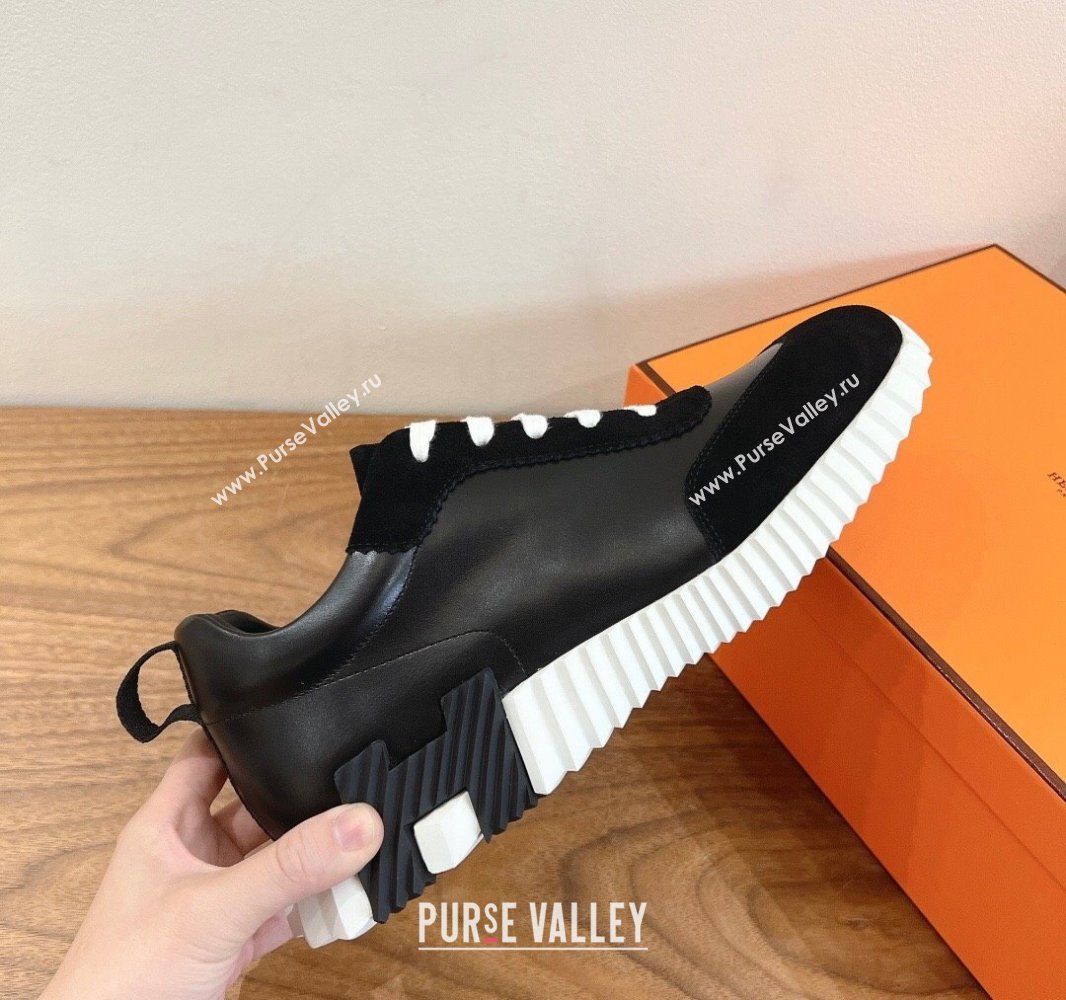 Hermes Bouncing Sneakers in Calfskin Leather and Suede Black1 2024SS (XC-250418059)