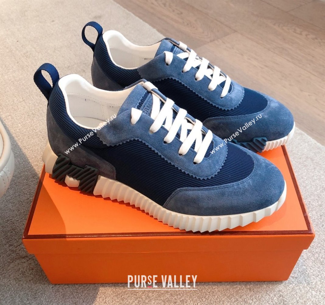 Hermes Bouncing Sneakers in Textured Mesh and Suede Navy Blue 2025 0417 (XC-250417151)