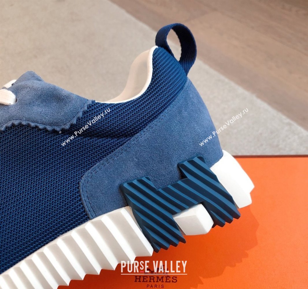 Hermes Bouncing Sneakers in Textured Mesh and Suede Navy Blue 2025 0417 (XC-250417151)