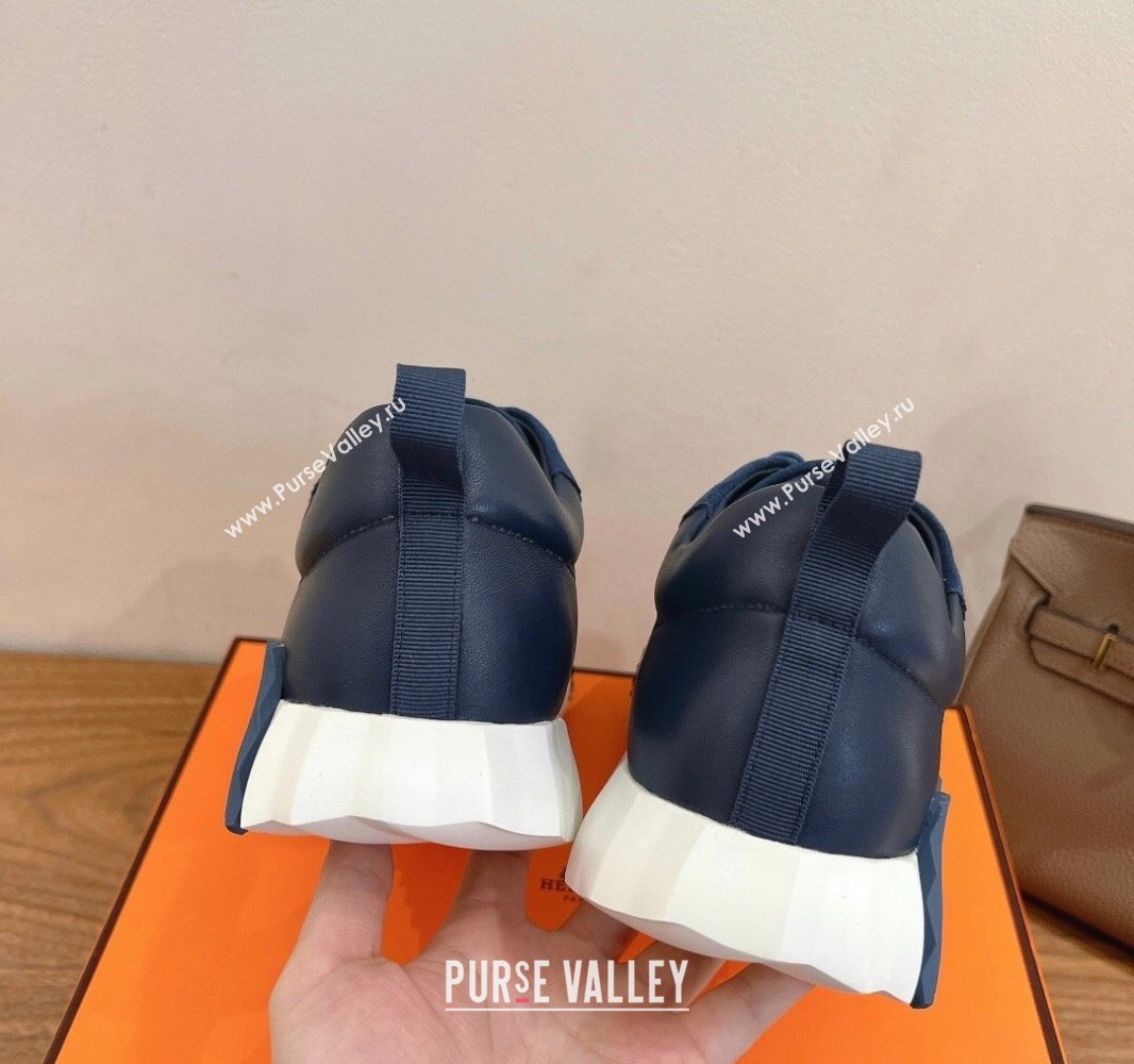 Hermes Bouncing Sneakers in Calfskin Leather and Suede Navy Blue 2024SS (XC-250418070)