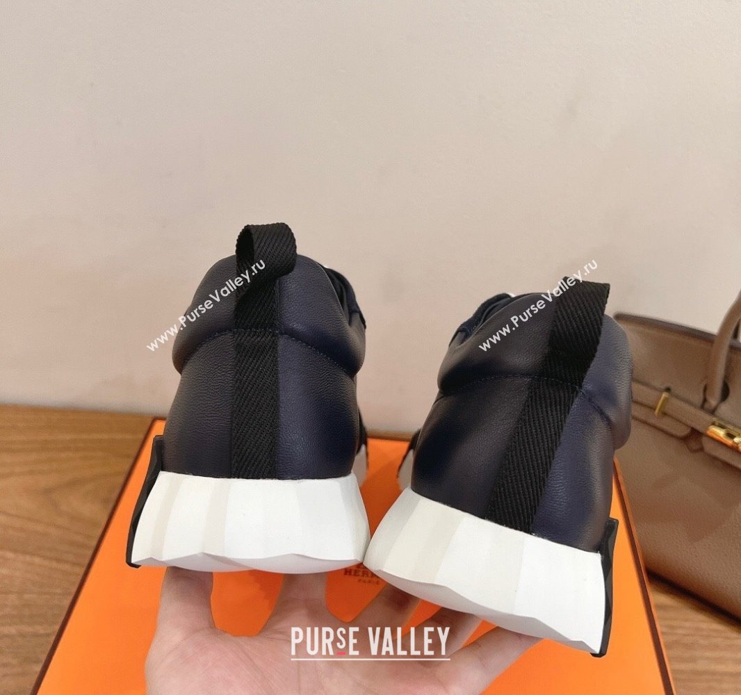 Hermes Bouncing Sneakers in Calfskin Leather and Suede Dark Blue 2024SS (XC-250418071)