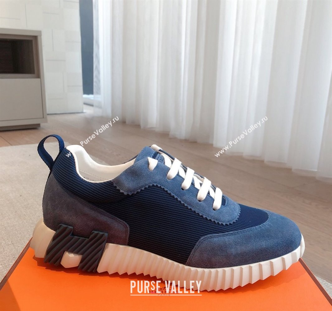 Hermes Bouncing Sneakers in Textured Mesh and Suede Navy Blue 2025 0417 (XC-250417151)