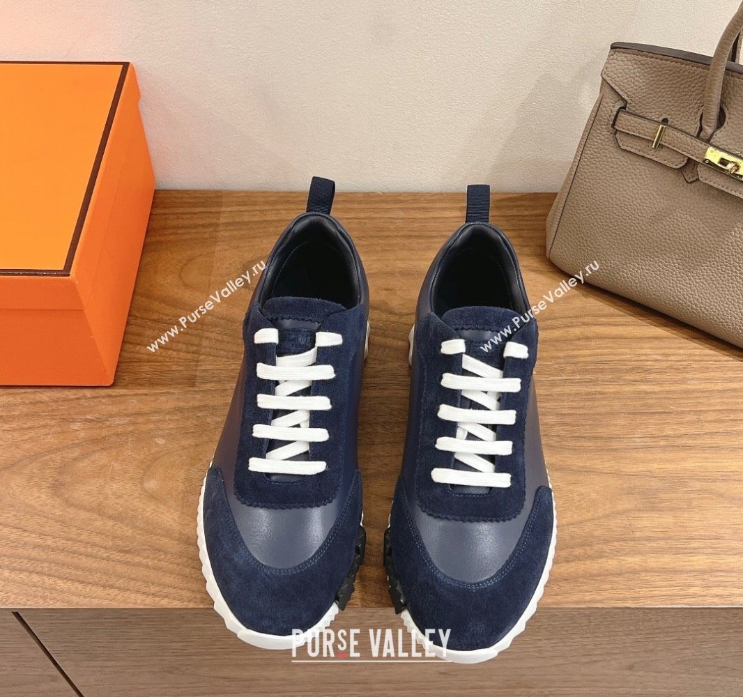 Hermes Bouncing Sneakers in Calfskin Leather and Suede Deep Blue 2024SS (XC-250418073)