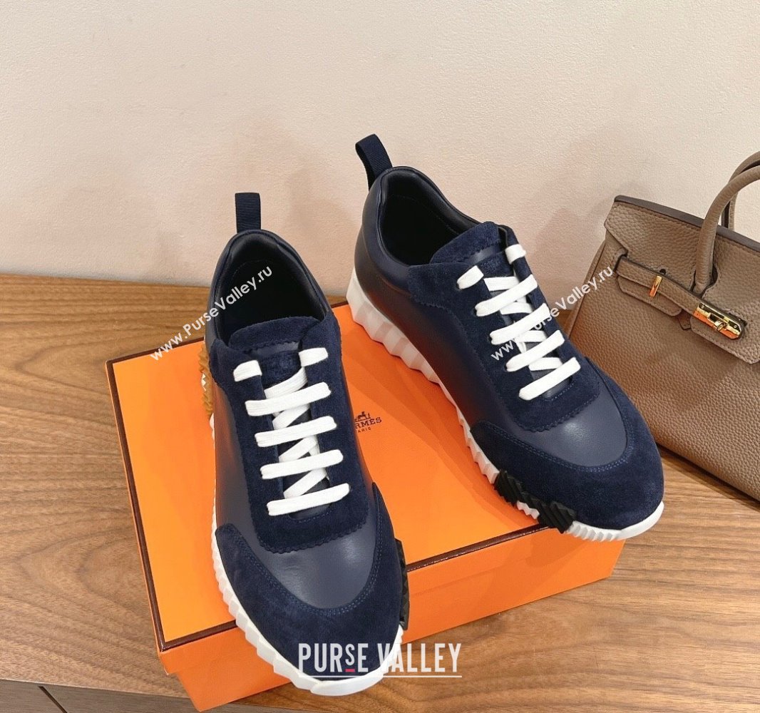 Hermes Bouncing Sneakers in Calfskin Leather and Suede Deep Blue 2024SS (XC-250418073)